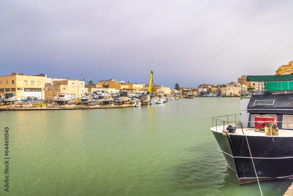 Sea channel of Mazara del Vallo, town in southwestern of Sicily, Italy, Europe. Sea channel of Mazara del Vallo, town in southwestern of Sicily, Italy, Europe.