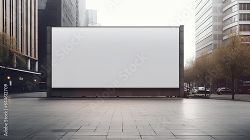 Large blank billboard on city street, mock up, 3D rendering. © korkut82