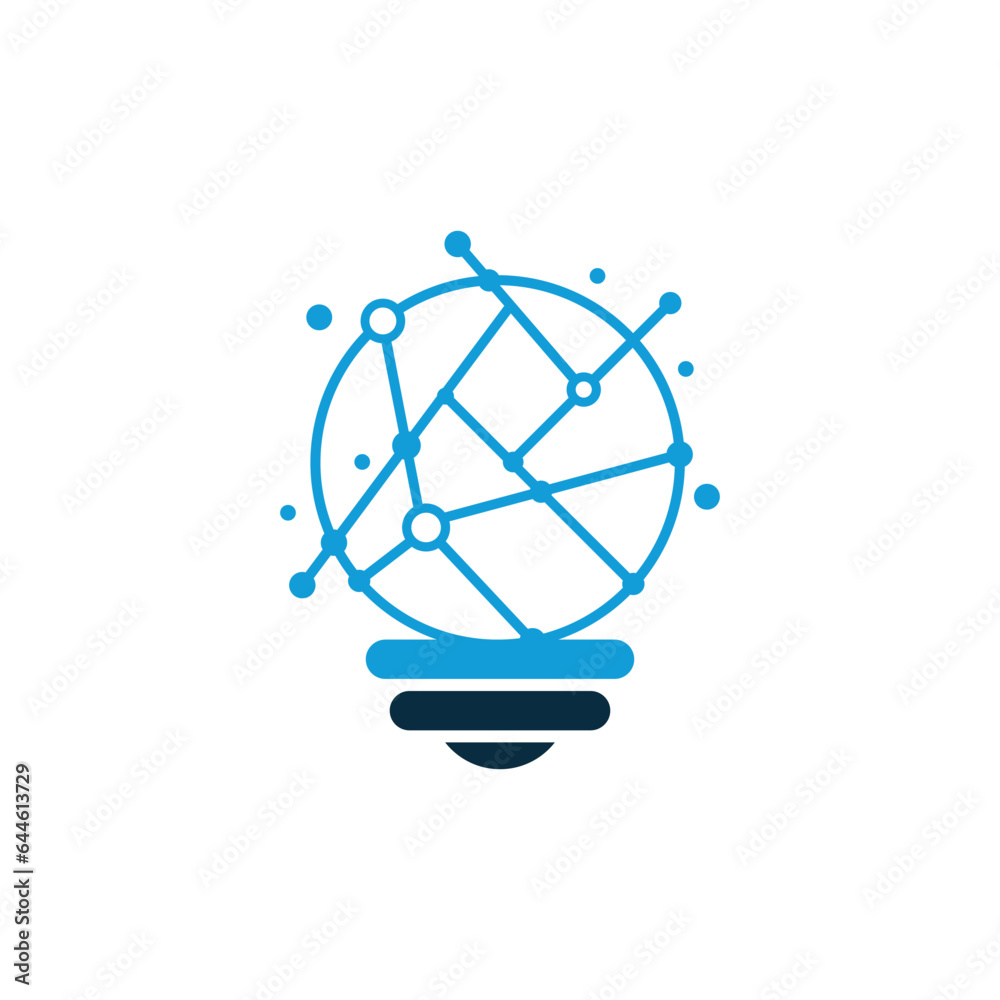 Obraz premium Smart bulb logo design element vector with creative technology concept