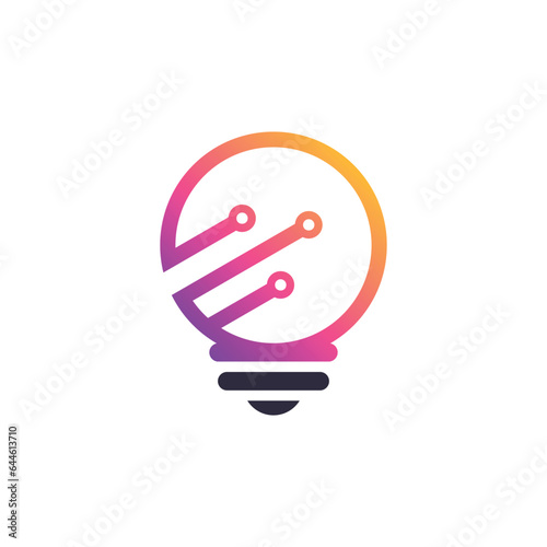 Smart bulb logo design element vector with creative technology concept