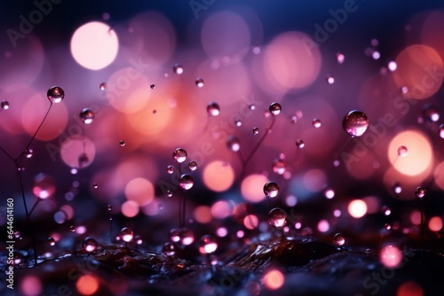 A canvas of dreamy bokeh unfolds, dotted with radiant pink neon spots of light, weaving a tapestry of soft focus and vivid brilliance, evoking feelings of wonder and whimsy.