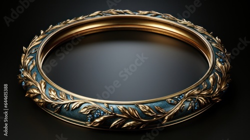 Gold frame for paintings, mirrors or photo isolated on black background. 3d rendering. 