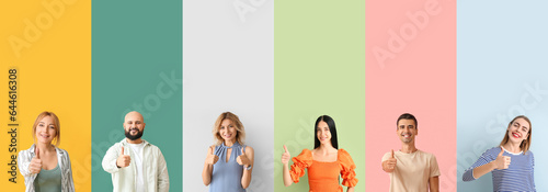 Collage of happy people sho...