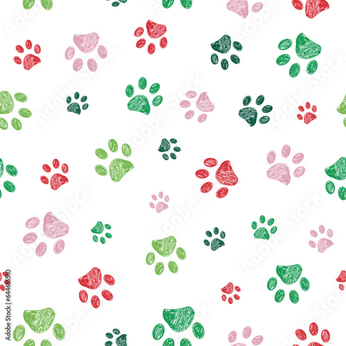 Christmas design seamless paw prints pattern