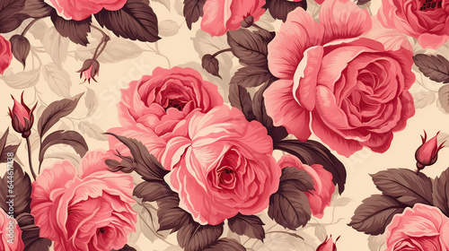 Vintage rose wallpaper pattern. AI generative