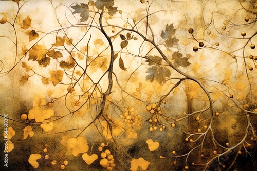 Abstract autumn background in vintage style. Chemigram and photogram image created using Generative AI technology. photo