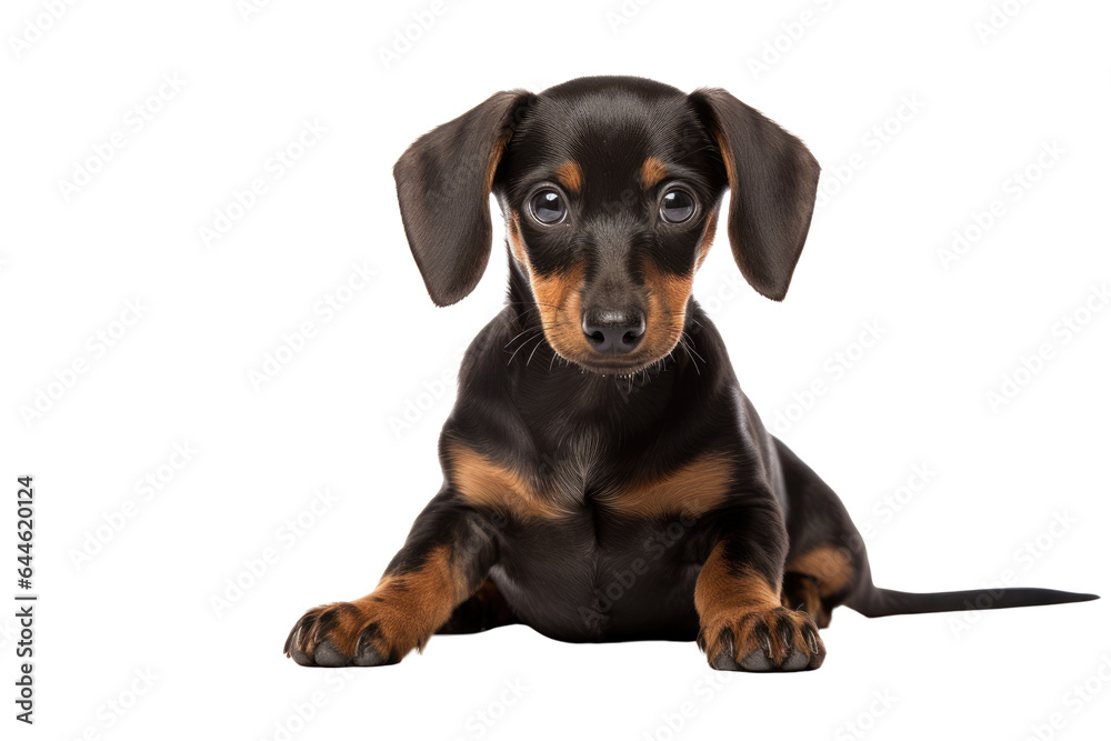 Portrait of a friendly dog, on a transparent background