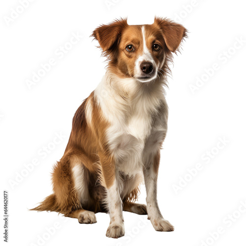 Portrait of a friendly dog sitting, on a transparent background