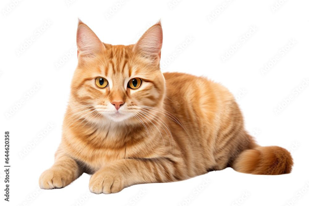 Portrait of a friendly cat, on a transparent background