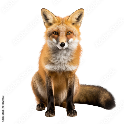 Portrait of a friendly fox, on a transparent background