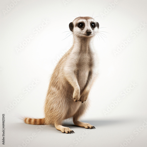 Meerkat (suricata suricatta), isolated on white background, Generative AI