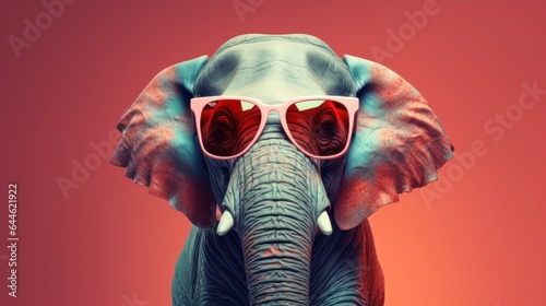A majestic elephant wearing sunglasses stands confidently in the warm sunshine, reminding us of the beauty of nature and the power of the animal kingdom