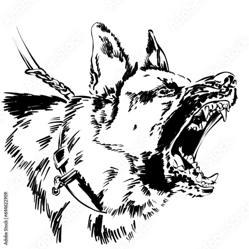 Εκτύπωση καμβά Angry shepherd Dog with open mouth