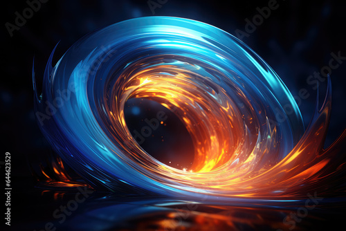 Abstract cyan blue spiraling tunnel