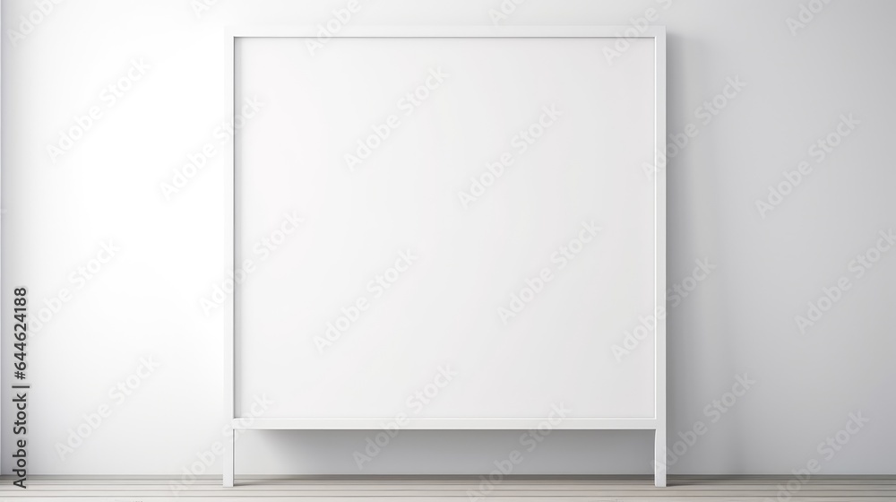 Picture frame on a white wall in a minimalist interior Picture frame on a white wall in a minimalist interior