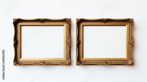 Gold frames on a white background