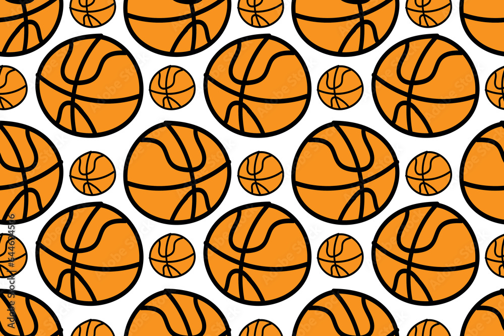 Basketball BALL. Sport games. Activity. Lifestyle. Sport equipment. Seamless vector pattern. 