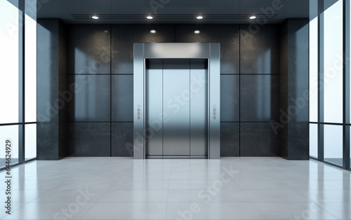 Blank Lcd screen media disply on wall Indoor Building with elevator