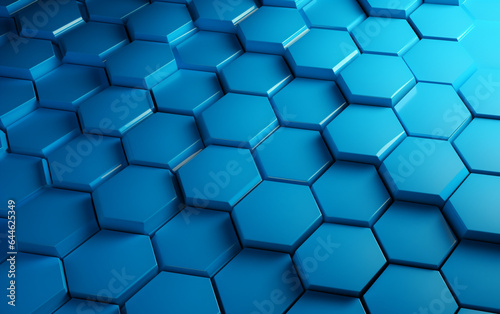 Blue hexagon pattern.3d rendering 