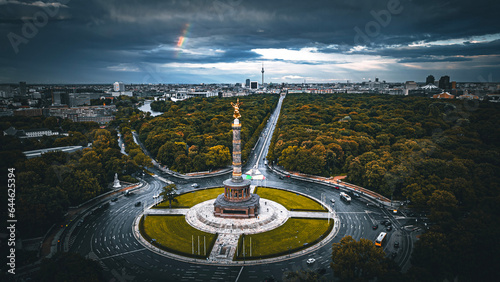 Siegessäule Goldelse Berlin Siegesdenkmal Landschaft Friedensengel Preußischer Sieg Kriegerdenkmal Bronzeskulptur Wahrzeichen Berliner Skyline Historisches Denkmal Ikonisch Aussichtsplattform Drone