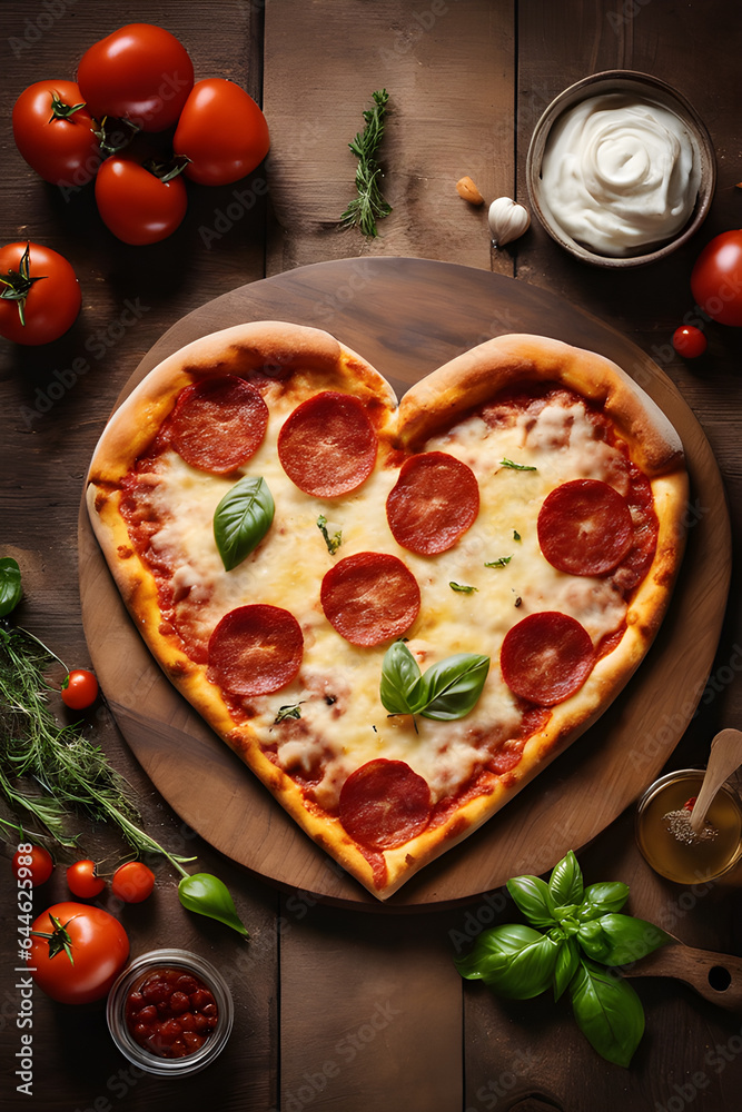 heart shaped pizza, valentine's day