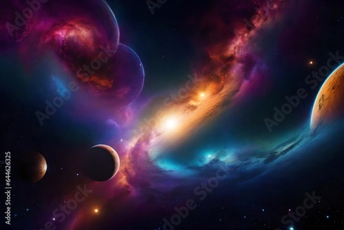a cosmic dreamscape with swirling galaxies, nebulae, and planets - AI Generative © Being Imaginative