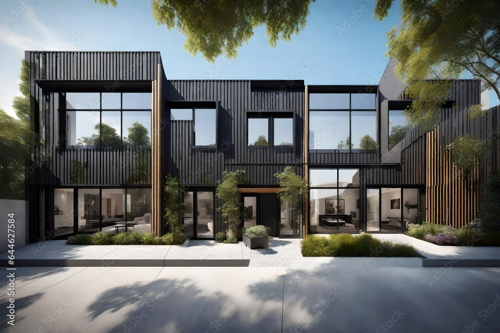 a modern townhome, a striking testament to contemporary architecture - AI Generative