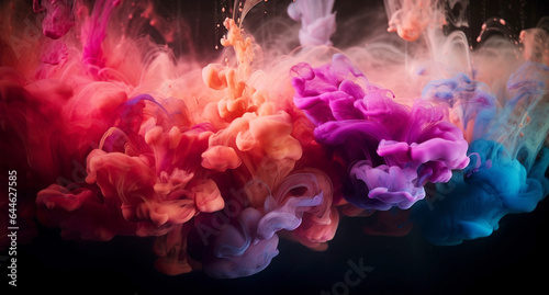Abstract soft colorful ink splash in water background. 