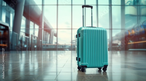 Travel concept background. Luggage at airport 3D Rendering, 
