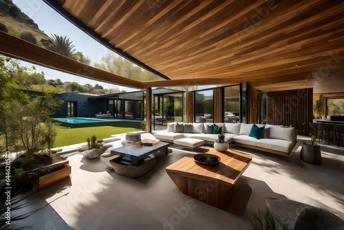 a striking contemporary villa  a masterpiece of modern architecture set against a breathtaking backdrop - AI Generative