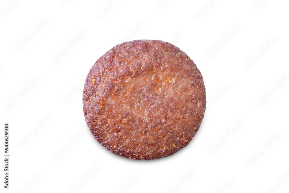 Fried fresh minced meat burger on a white isolated. background Fried fresh minced meat burger on a white isolated. background