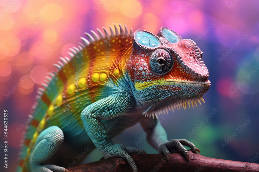 Lizard chameleon on colorful background Lizard chameleon on colorful background