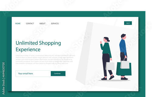 Free vector online shopping website landing page concept design for e-commerce company © Symum Salehin