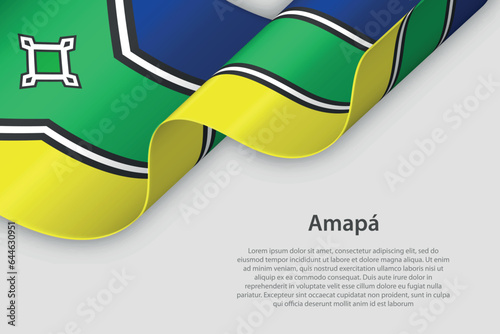 3d ribbon with flag Amapa. Brazilian state. isolated on white background