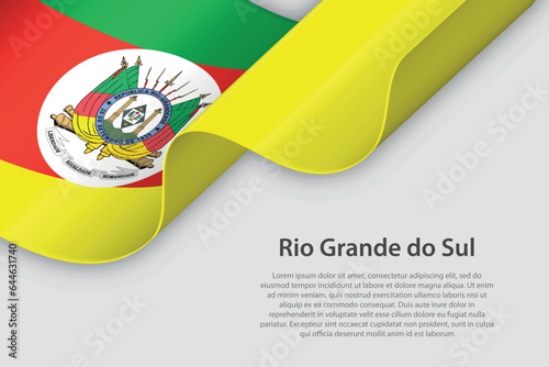 3d ribbon with flag Rio Grande do Sul. Brazilian state. isolated on white background
