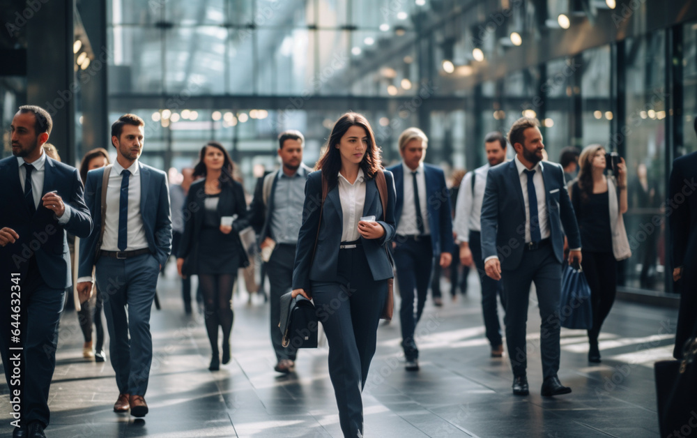 Busy business people walking