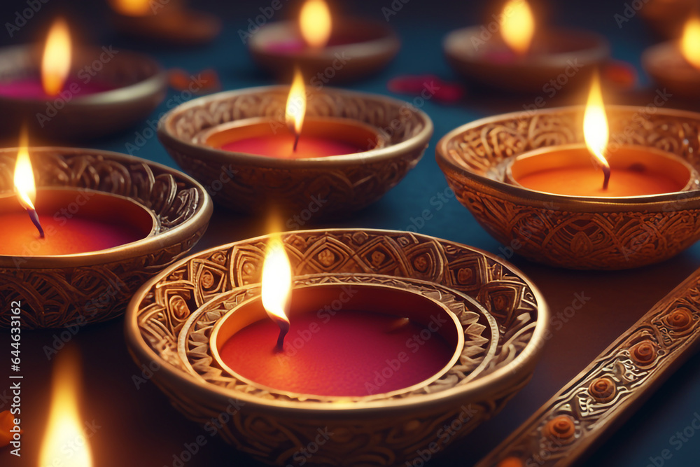Harmony of Glowing Diyas - Artistry in Radiant Light Harmony of Glowing Diyas - Artistry in Radiant Light