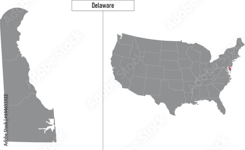 map of Delaware state of United States and location on USA map