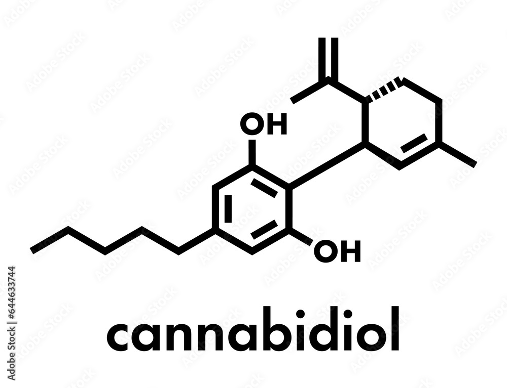 Cannabidiol (CBD) cannabis molecule. Has antipsychotic effects.