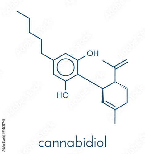 Cannabidiol (CBD) cannabis molecule. Has antipsychotic effects.