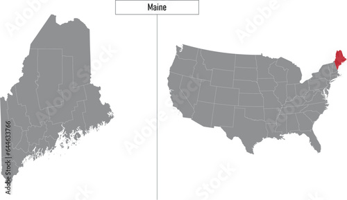map of Maine state of United States and location on USA map