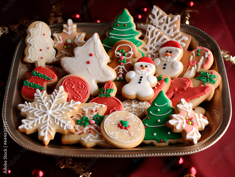 Variety of christmas cookies. christmas ornaments. christmas concept, christmas eve