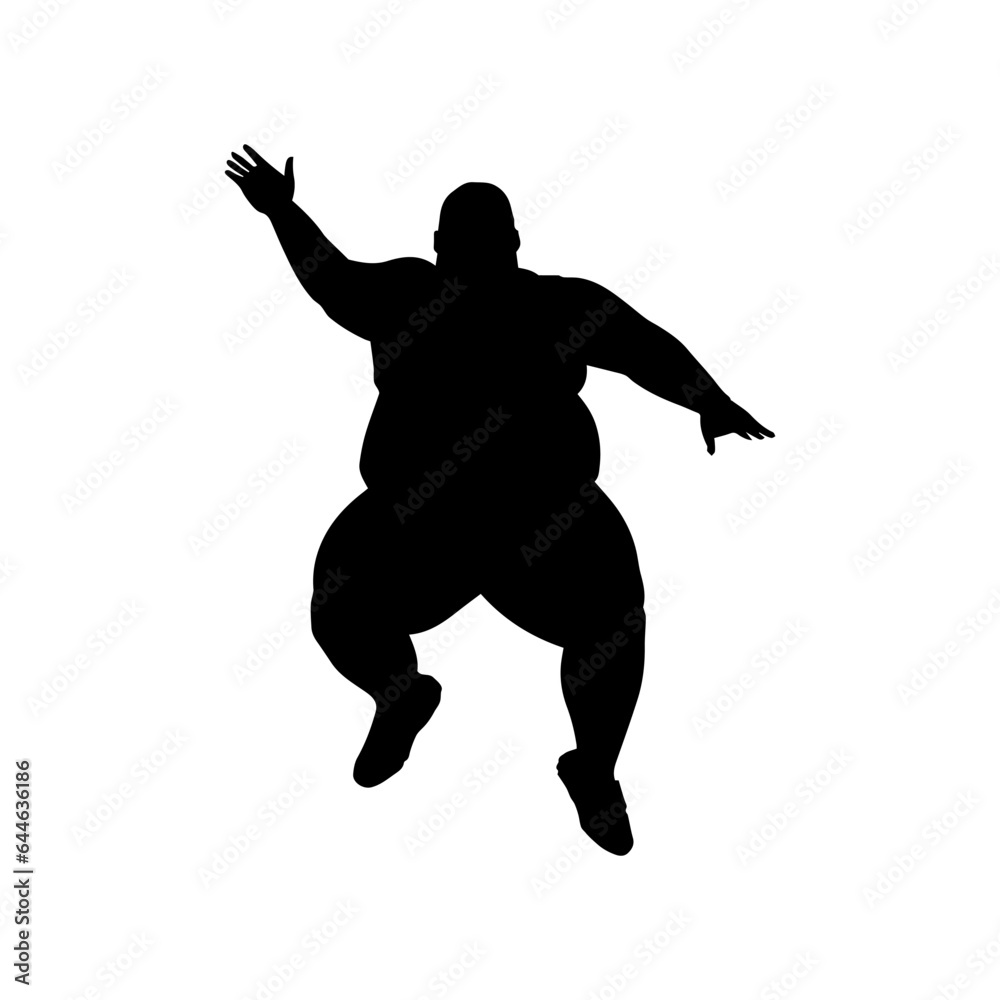Vector illustration. Silhouette of a man jump. Slimming.