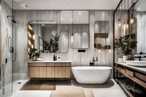 The simplicity and functionality of a townhouse's bathroom, with contemporary fixtures and neutral tones 