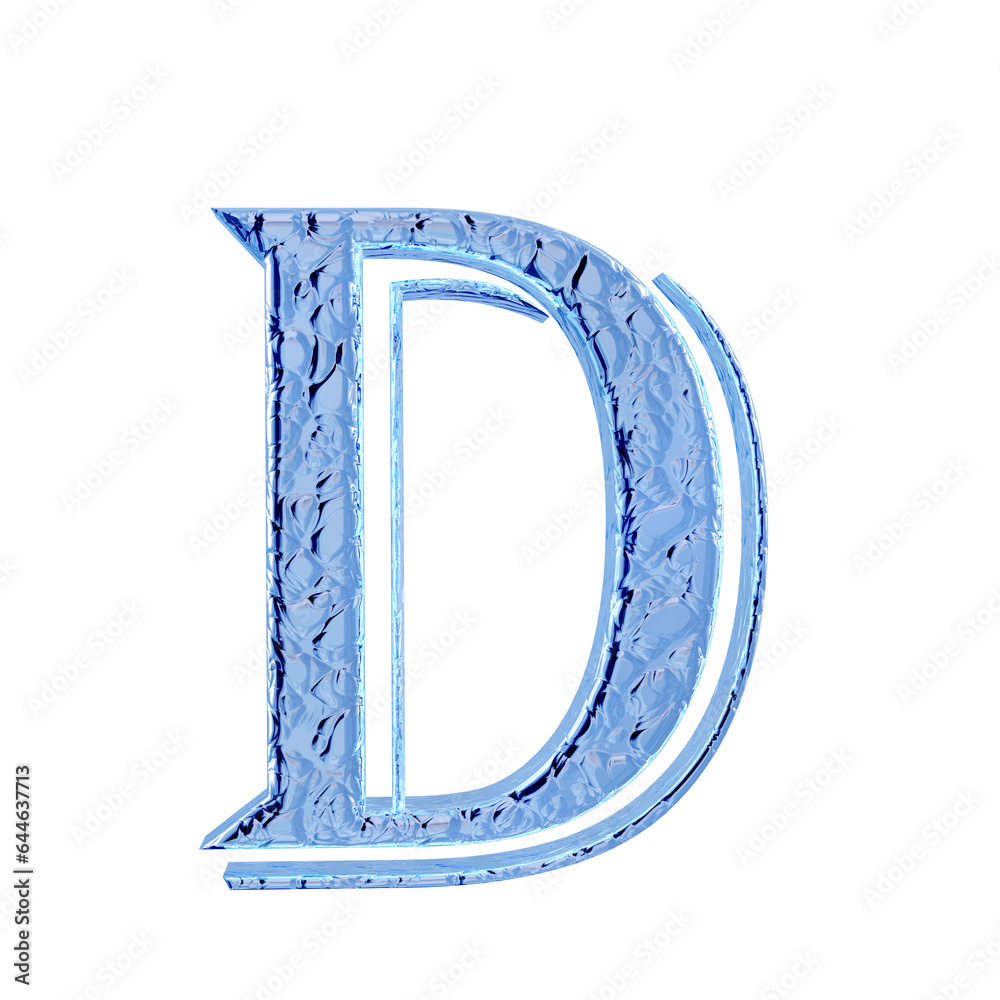 Fluted blue ice symbol. front view. letter d Fluted blue ice symbol. front view. letter d
