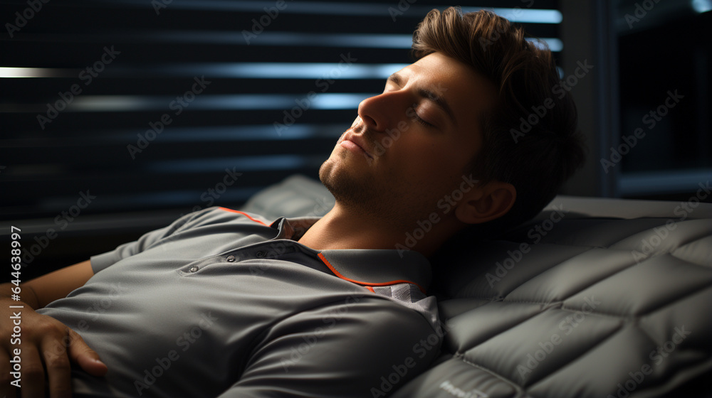handsome young man sleeping in bed at home handsome young man sleeping in bed at home