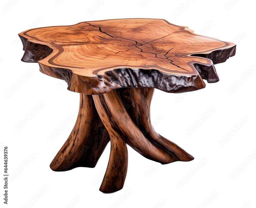 Textured Table Leg Uniquely textured wooden table with three short legs, top angle view ...
