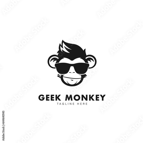 Cool monkey with sunglasses Logo Symbol Design Template Flat Style Vector