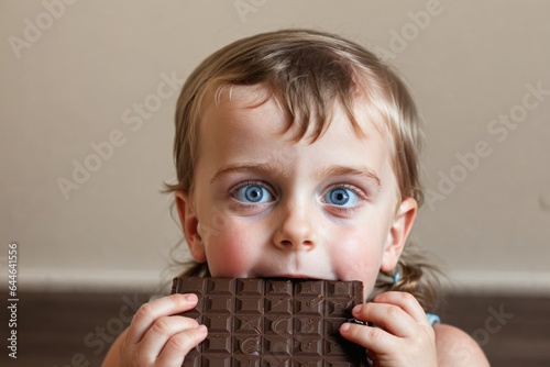 child eating chocolate