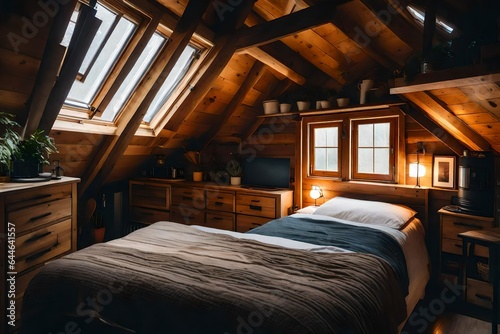 The cozy loft of a tiny home, with a comfy bed and soft, natural light streaming in 
